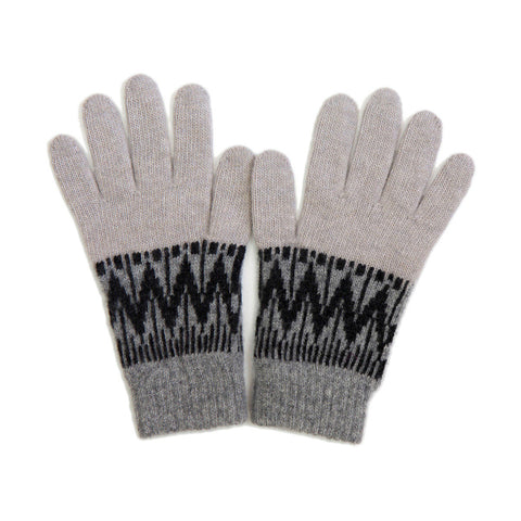 Rose B. Brown Chevron Gloves - Putty